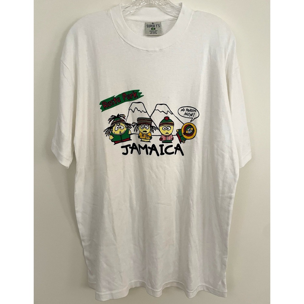 Vintage 90s South Park Rasta Park Jamaica Bootleg T Shirt XL Super T's Tag Rare